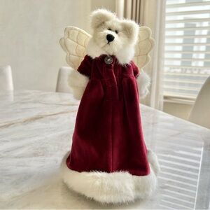 Dog Bear Angel decor topper in velvet coat with wings 🪽